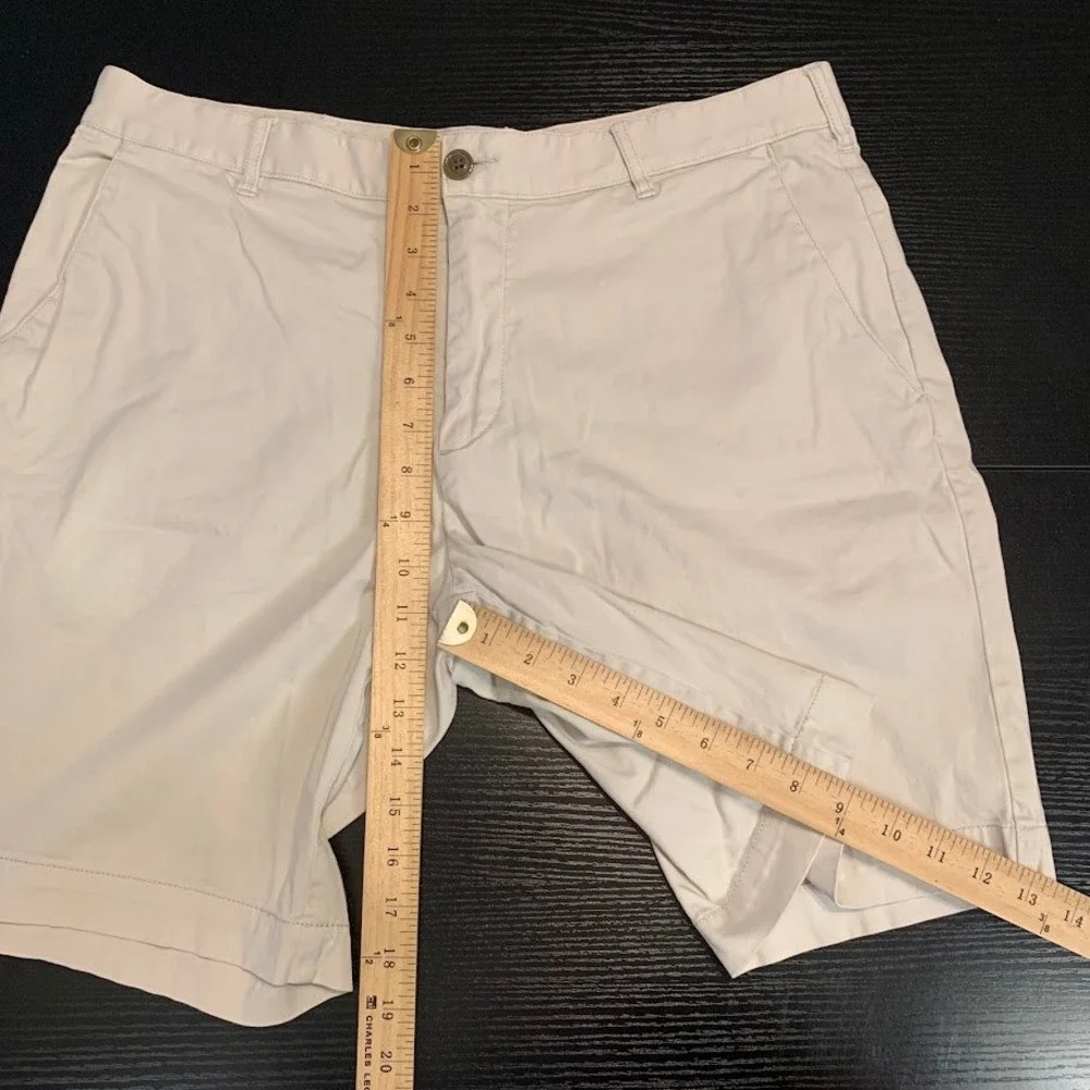 Faherty All Day Shorts Mens 35 Khaki Beige Flat Front Chino 9 Inch Inseam